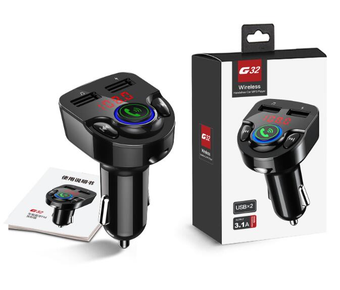 Автомобильное зарядное устройство G32, MP3-плеер с поддержкой Bluetooth 5,0, 3,1a, с двумя USB-портами, FM-передатчик, управление через приложение, быстрая зарядка без использования рук