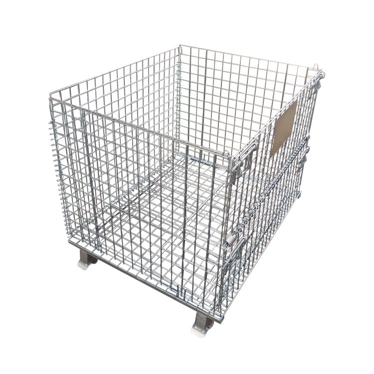 customized welded warehouse collapsible stackable rigid steel metal wire mesh storage cages