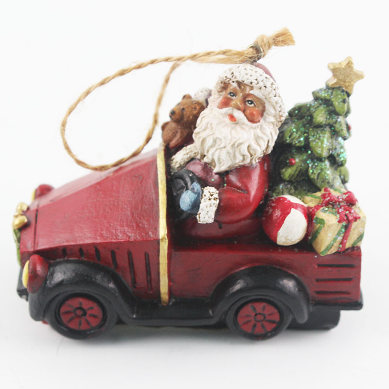 Christmas Gift Santa Claus in Car Arts and Crafts Table Display Holiday Ornaments Christmas Resin Craft