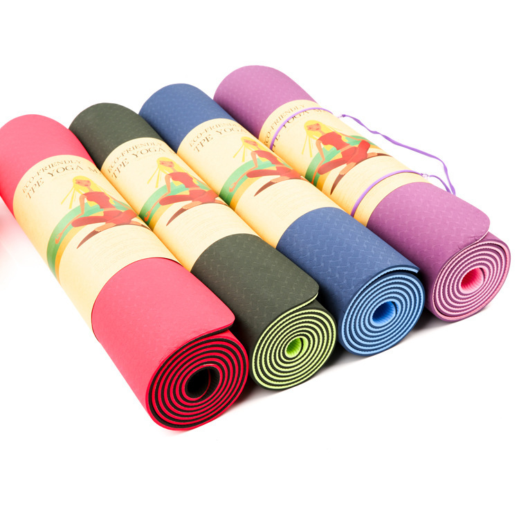 TPE Exercise Mat Single Color TWO Color Anti slip Body Line Thickened Yoga Mat For yoga exercise