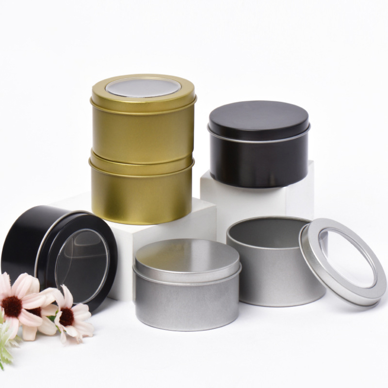 Wholesale custom printed 200ml 4 oz 8 oz 16oz empty tins large metal round rose gold screw top tin candle container