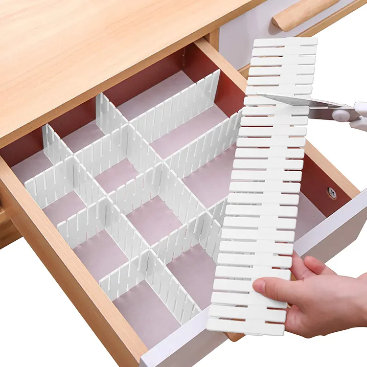 Amazon Hot-selling Adjustable Grid Household Storage Piece Plastic DIY Drawer Divider