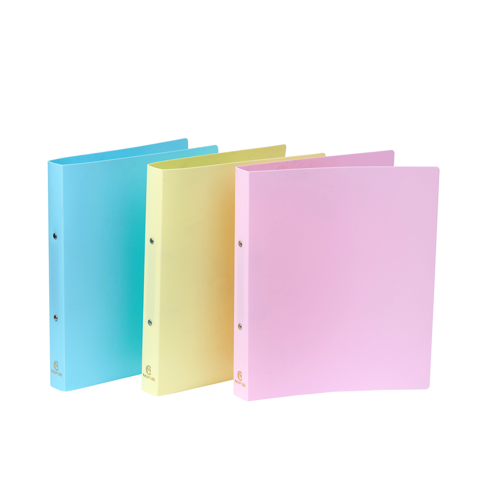 Custom high quality colorful pp plastic binder cover a4 plastic 2 holes ring binder folder