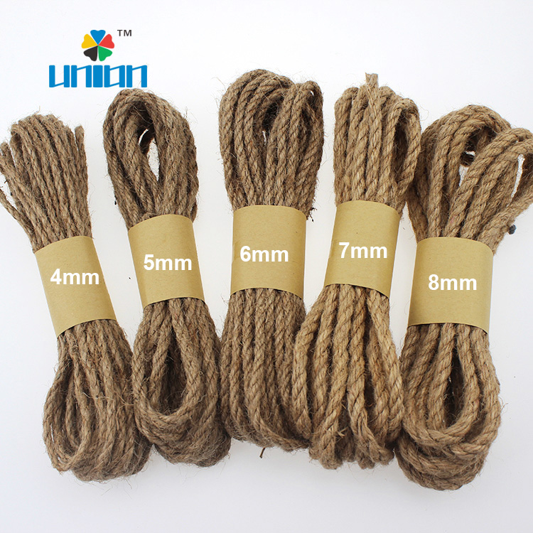 Natural twisted 4 5 6 7 8mm jute rope for sale
