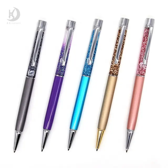 Pen With Crystals MS091 2020 Promotional Hot Selling Crystal Pen Floating Glitter Multi-color With Customized Printed Logo