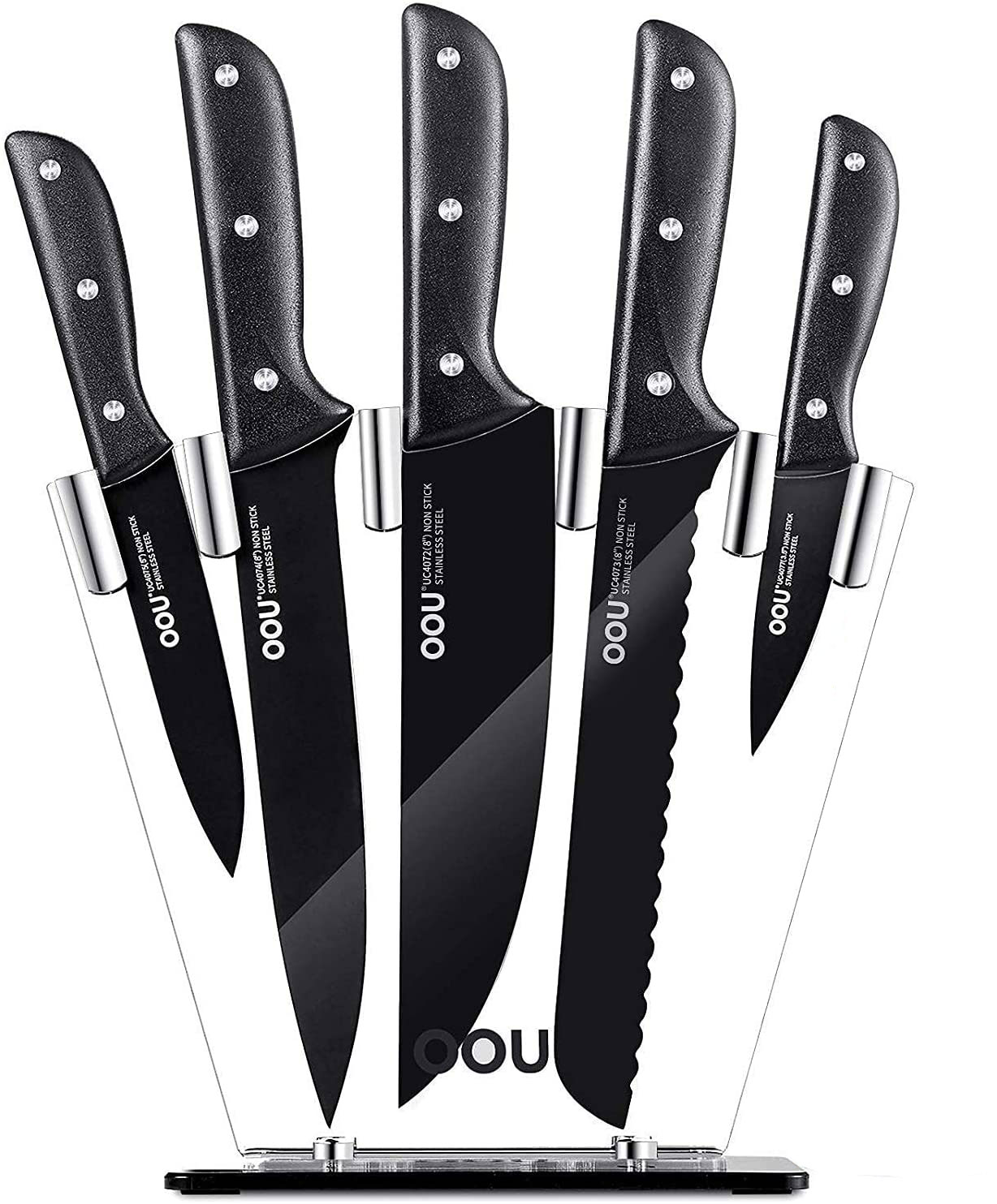 OOU Amazon Mas Vendidos полный Tang BO окисление запатентованная черная поварская Серия набор кухонных ножей