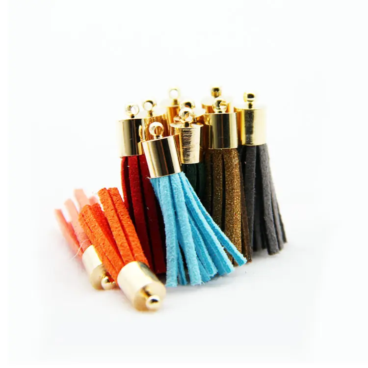 small copper metal cap colored suede leather tassels for shoe sandal