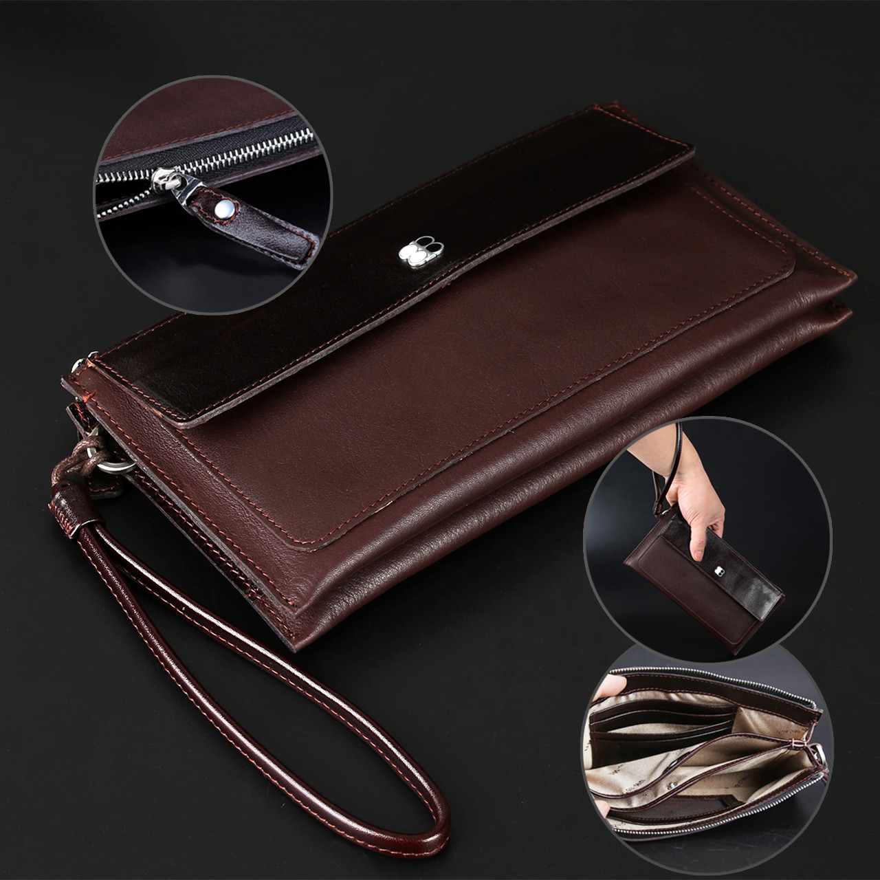 Wholesale Foldable Card Holder Purse genuine Leather Women Wallet Hand Wallet