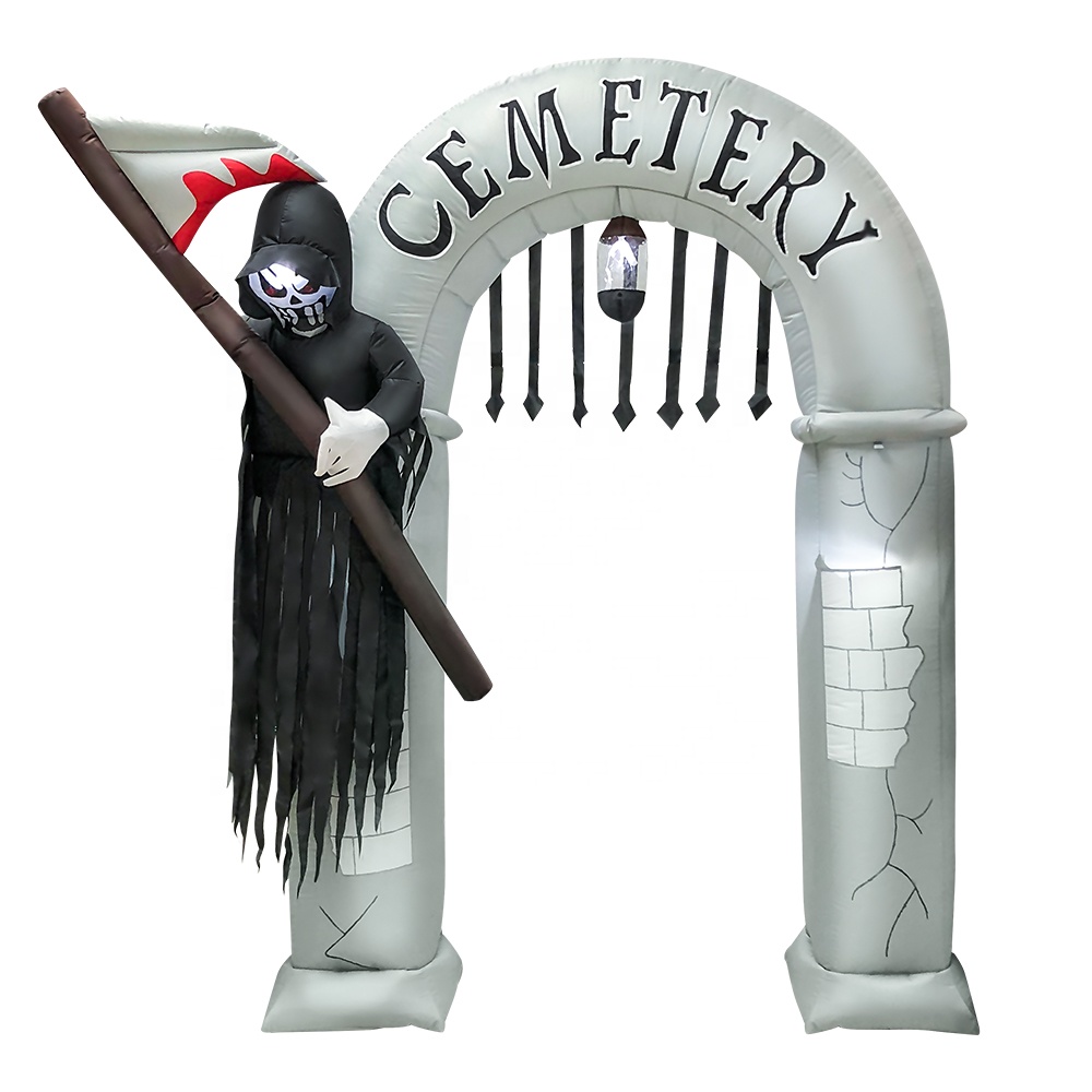 2.4 meter height inflatable Halloween ghost arch decoration outdoor indoor portable inflatable cemetery ghost arch decoration