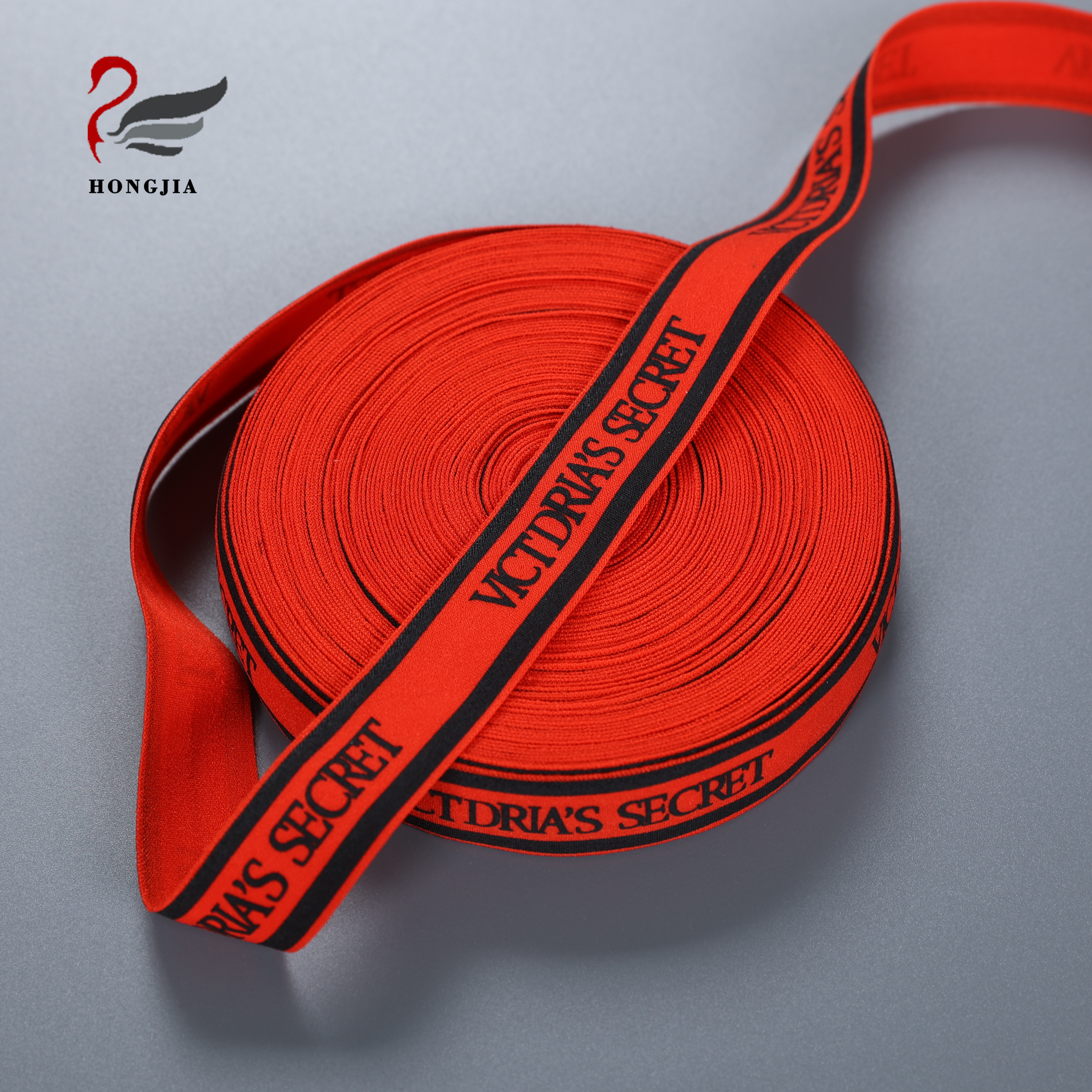 Custom velvet design red woven cotton webbing elastic webbing printed webbing