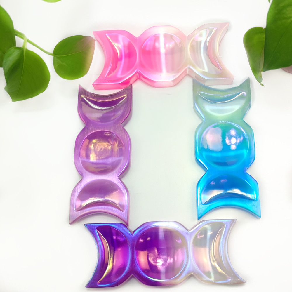 Красочные цыганские чаши Aura, хрустальные, оптовая продажа, натуральный кристалл, высококачественные чаши с Луной из селенита для лечения, распродажа