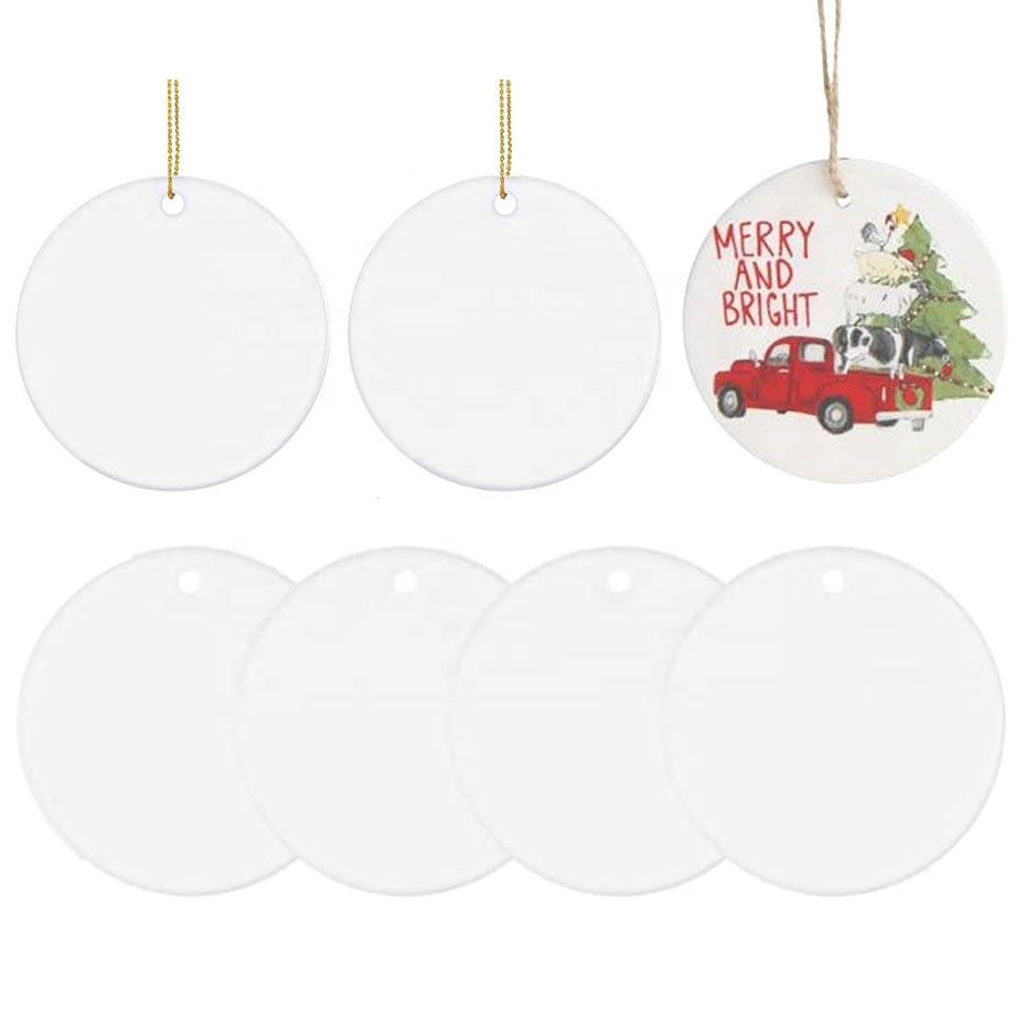 3inch Wholesale Personalized Round Custom Christmas Decoration Sublimation Blank Resin China Christmas Ornaments Supplies with n