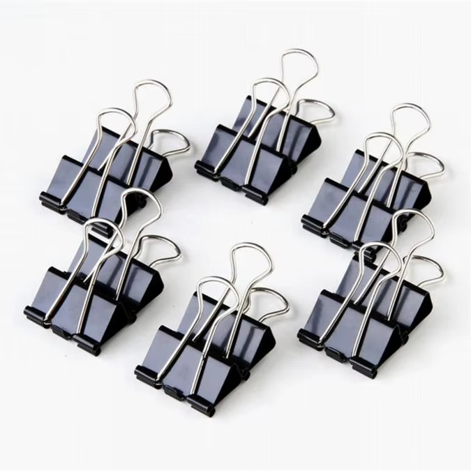 Factory Supply OEM Black Paper Clamps Set Extra Large Metal Office Clips 15MM Paper Binder Clips