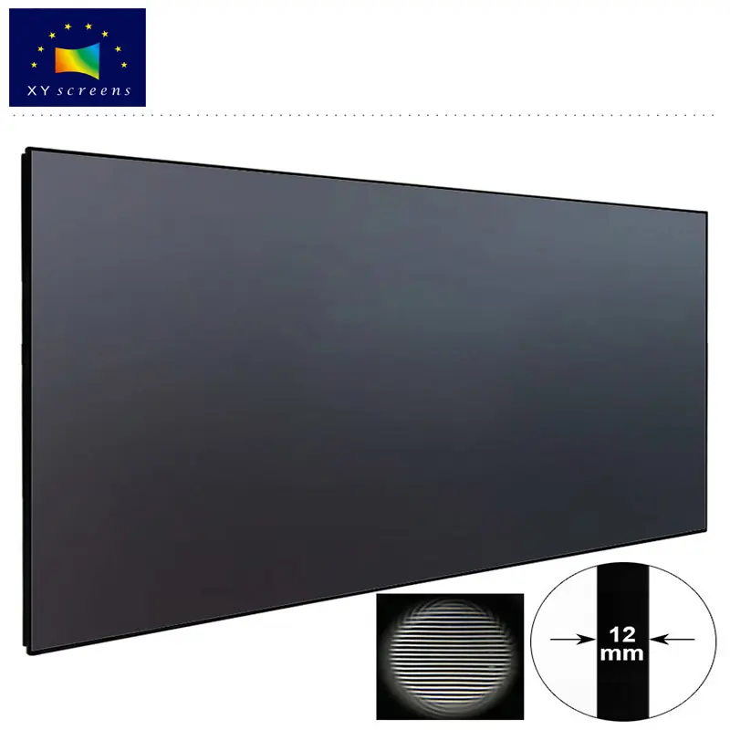 XYscreens 90 inches Ultra Thin Fixed Frame Projection Screen with ALR Fabric PET Crystal for Home Theater UST Laser Projector
