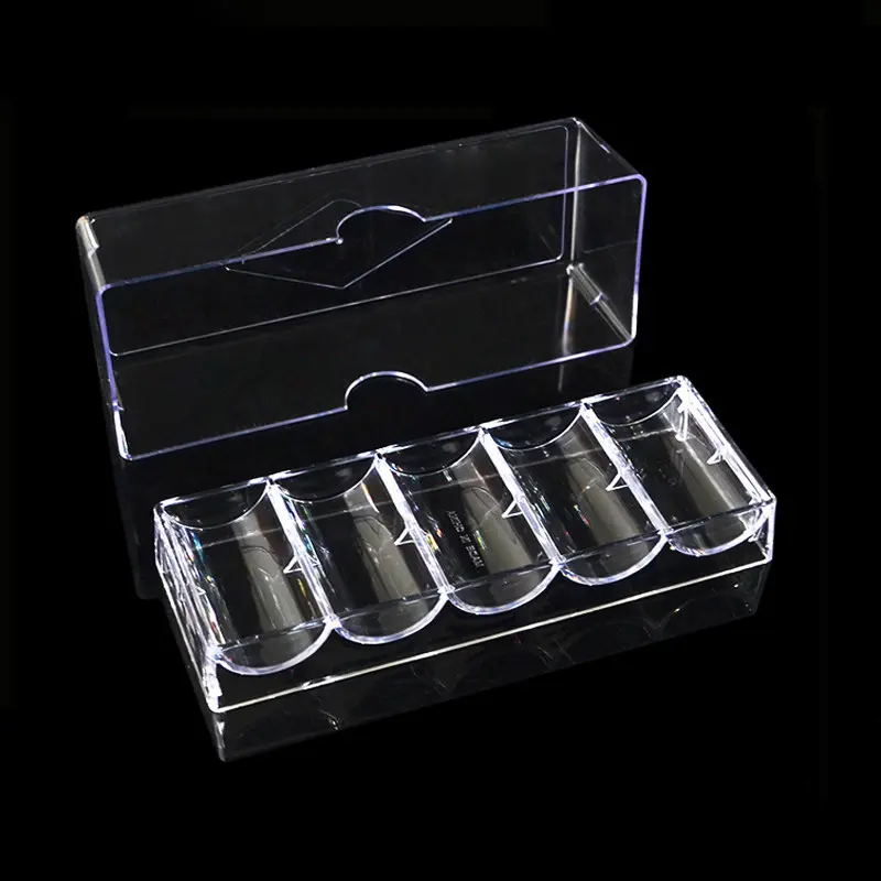 High Quality 100 PCS Acrylic Poker Chip Tray/Box Transparent Chips Box With Cover Casino Game