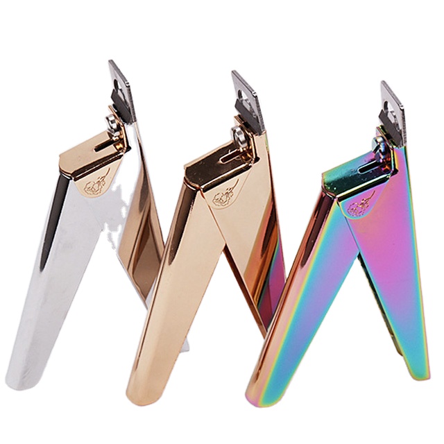 High quality 3 colors u-shape nail trimmer manicure scissors thick electroplated stainless steel False nail tips trimmer