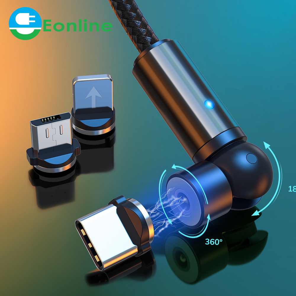 Eonline вращающееся на 540 градусов магнитное зарядное устройство usb-кабель Тип C Micro USB C 8 Pin Зарядка для 8-pin android Магнитный кабель зарядный шнур