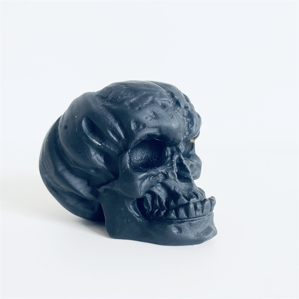 Natural Popular Folk Art Carving Pumpkin Black Obsidian Crystal Skulls For Healing Halloween Gift