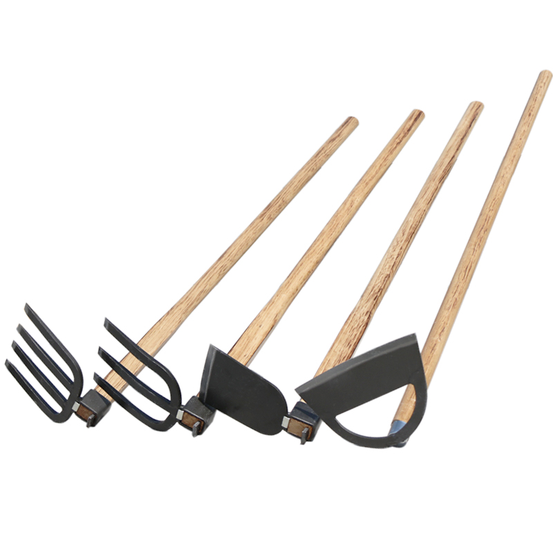 Factory Direct Sale Work Wooden Long Handle Hardened Hollow Wood Small Farm Garden Head Farming Carbon Steel Weeding Hoe