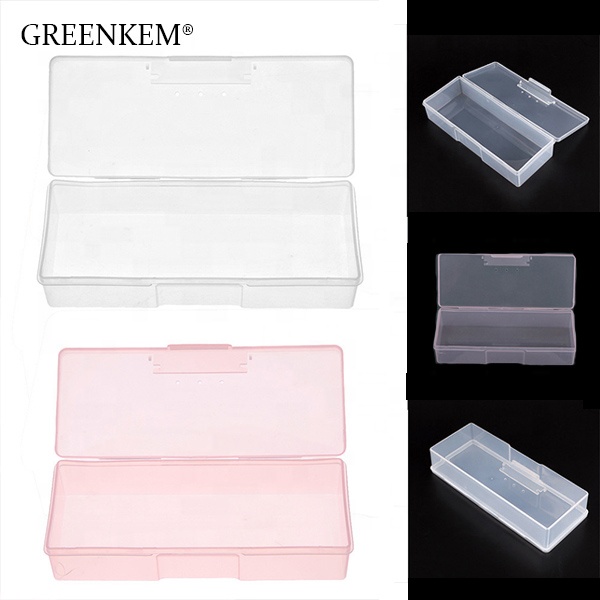 Greenkem Plastic Empty Case Rectangle Nail Storage Box Tweezers Cuticle Pusher Brushes Pens Nail Box Empty Storage Box Plastic