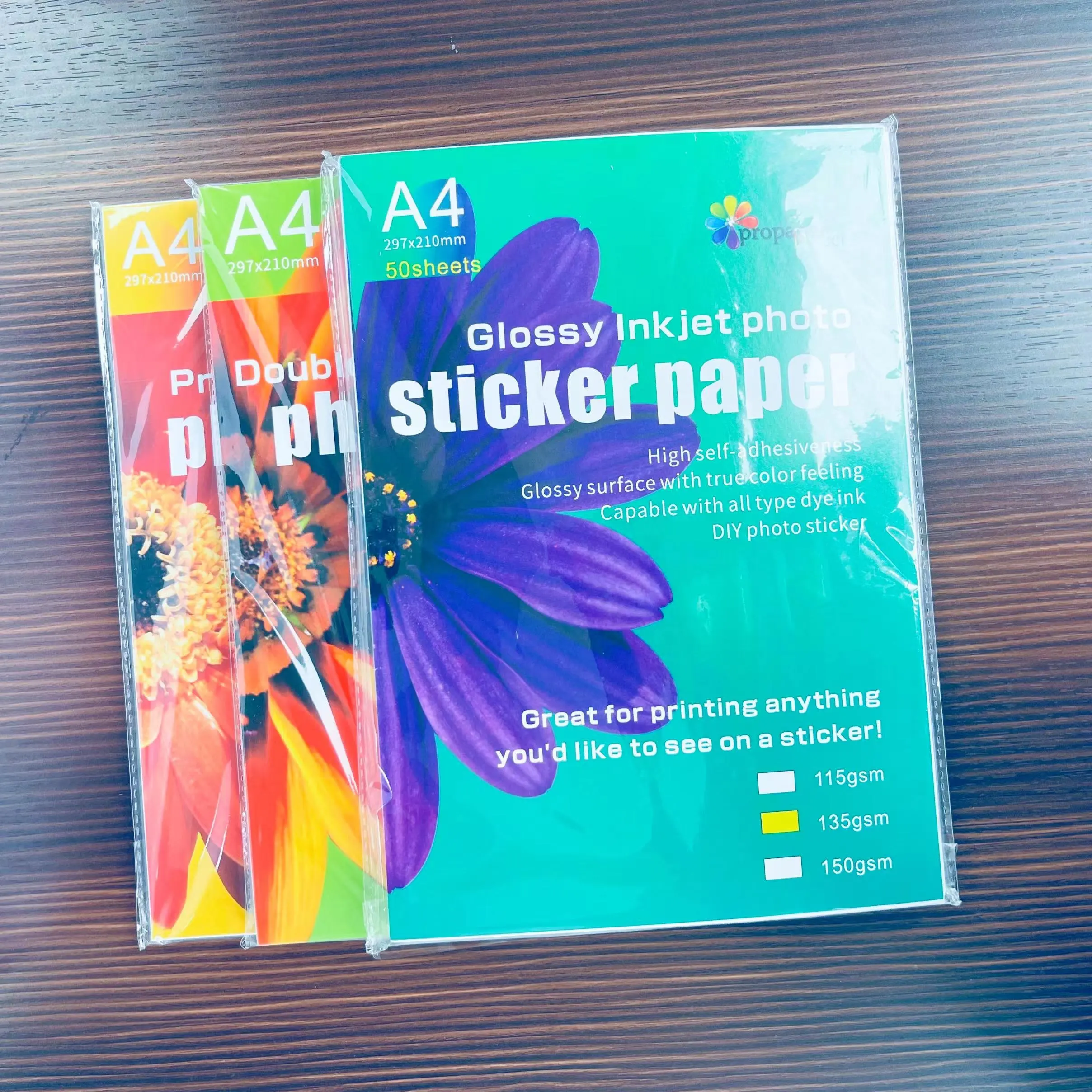 a4 a3 inkjet 115 135 150 gsm white glossy self adhesive sticker photo paper
