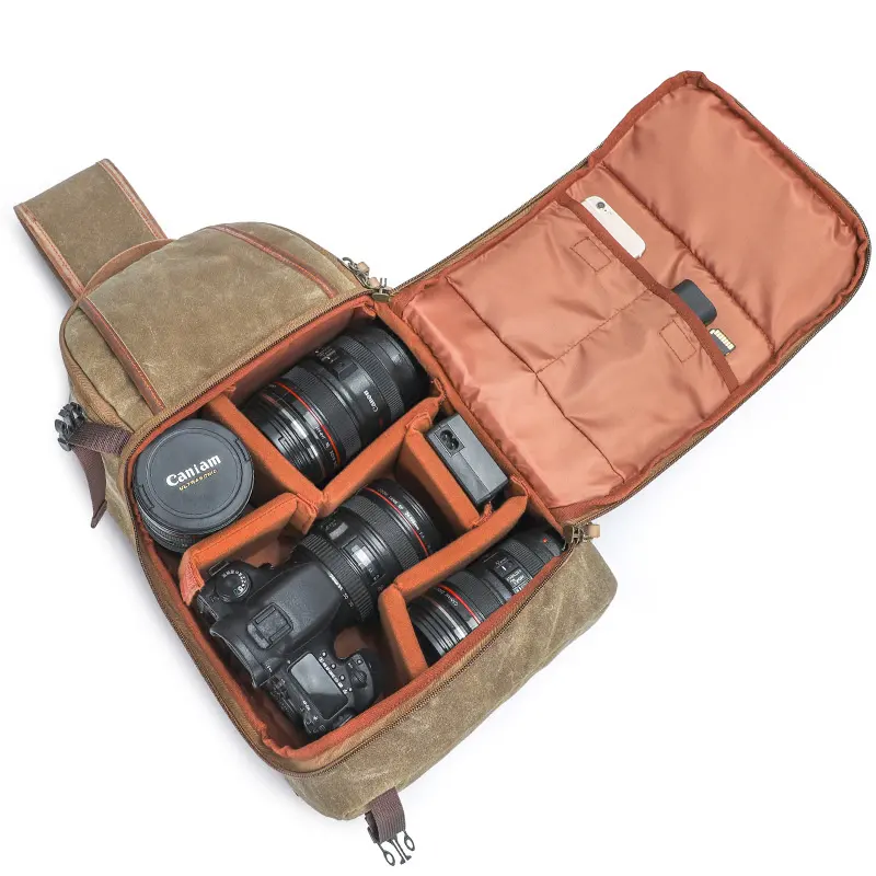 Outdoor photography bag waterproof oil wax canvas wear-resistant casual shoulder diagonal cross chest bag digital camera bag