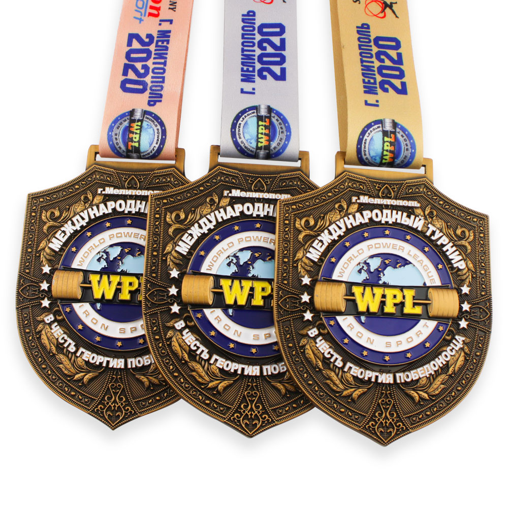 Металлическая эмалированная медаль с надписью powerlifting, оптом