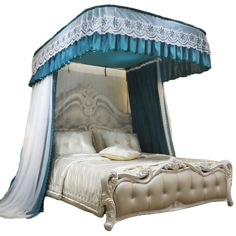 European Style U-shaped Shading Guide Rail Bed Curtain Mosquito Net Double Bed Folding Mosquito Net King Size