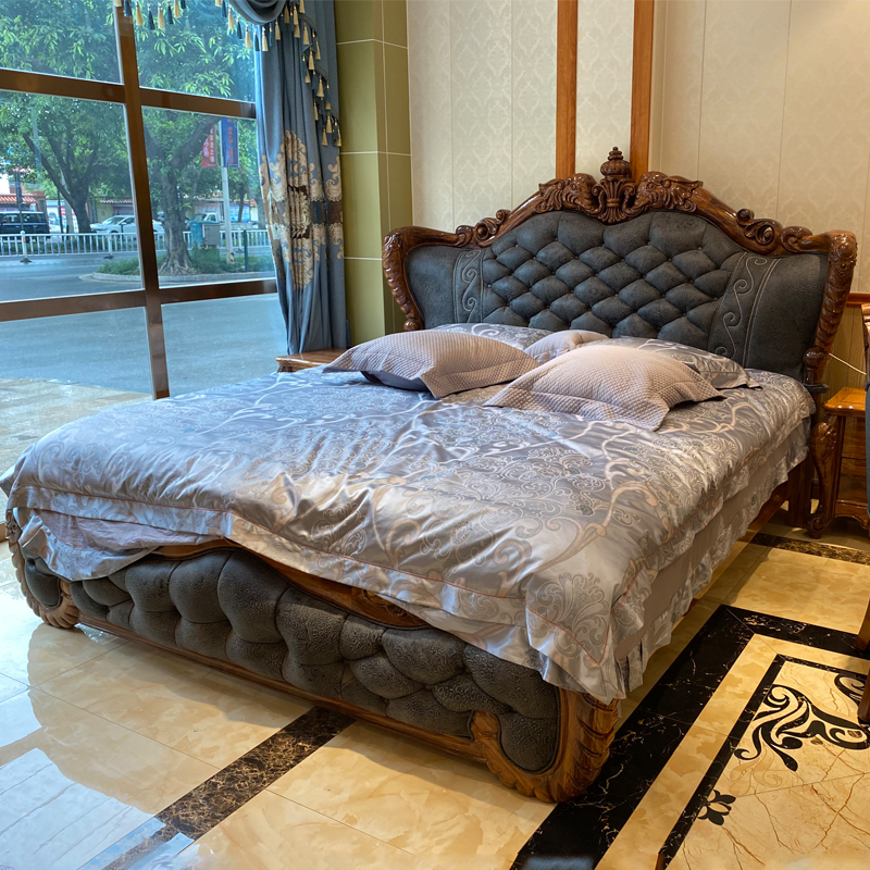 Новейшая роскошная кожаная кровать king-size с функциями хранения и очень стильным изголовьем мебели для спальни, Высококачественная рама для кровати