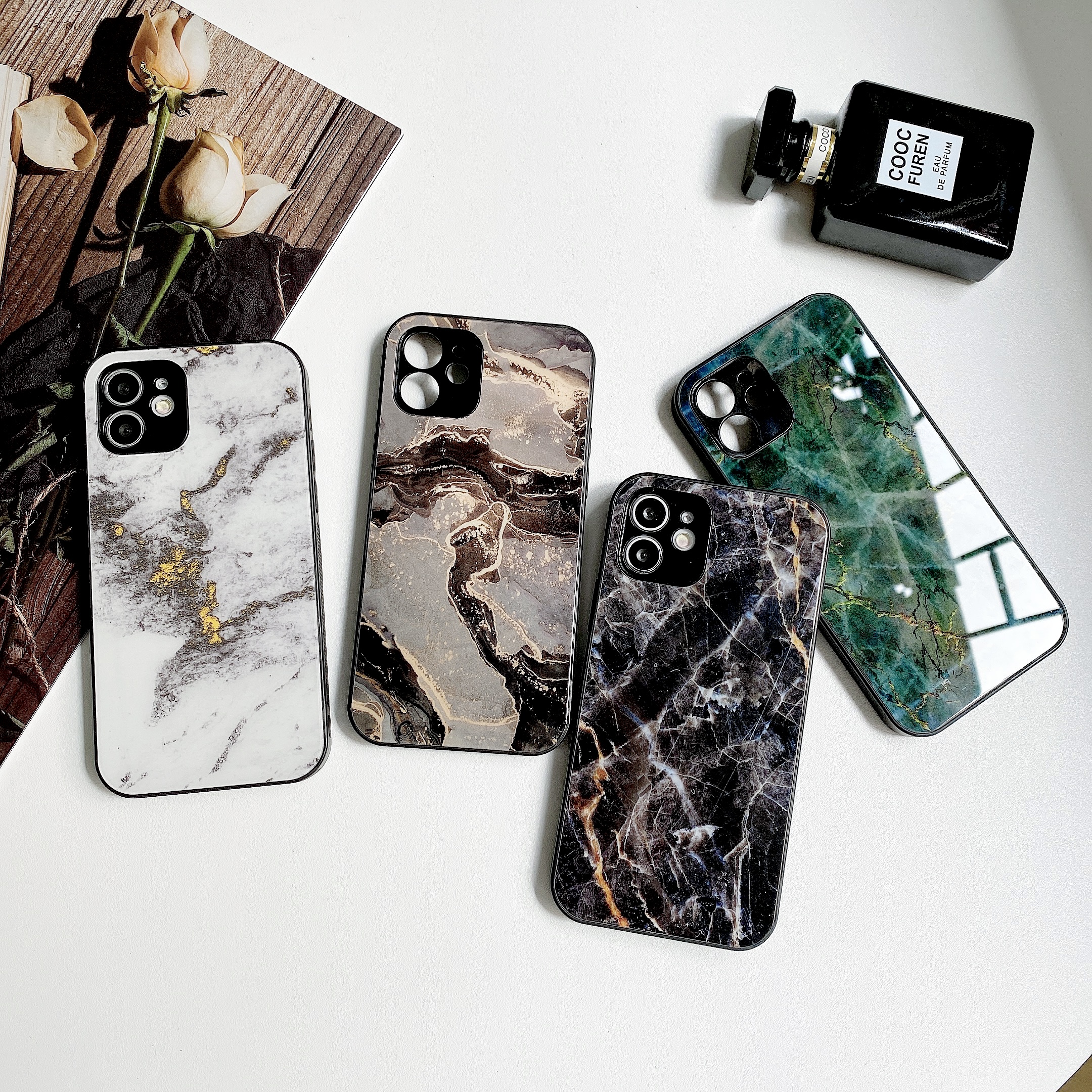 Чехол для мобильного телефона под заказ для iphone 11 12 13 14 pro Max мраморная задняя крышка чехол для телефона из закаленного стекла для iphone Huawei Samsung