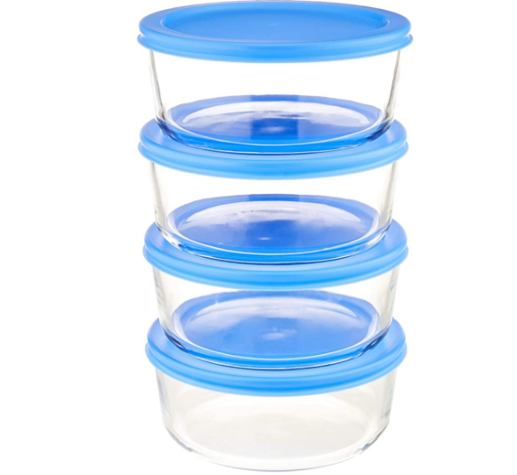 Glass Food Storage, 3.6-Cup, 8-Piece Set 4 Containers and 4 BPA-Free Lids