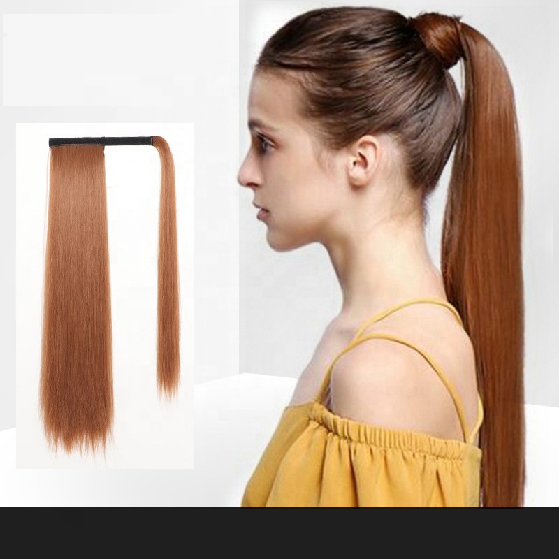 TKL Wholesale multiple color options long silky straight wave syntetic drawstring fiber ponytail