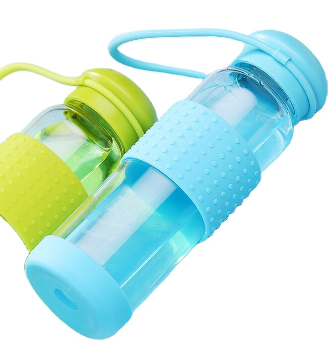 Bpa Free 750 ml 1L Clear Sport Borosilicate Glass water bottle sport drink bottle With Logo