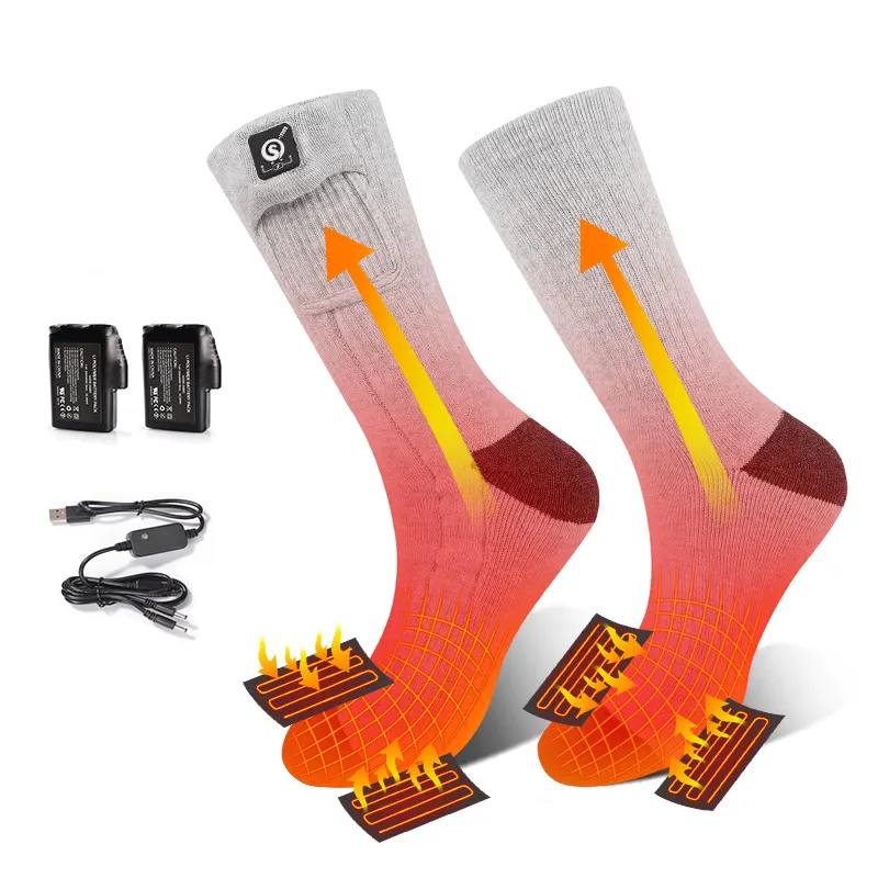 Mid-calf Length Winter Warm Rechargeable Battery Heat Thermal Custom Logo Electric Heated Sports Socks For Men Women