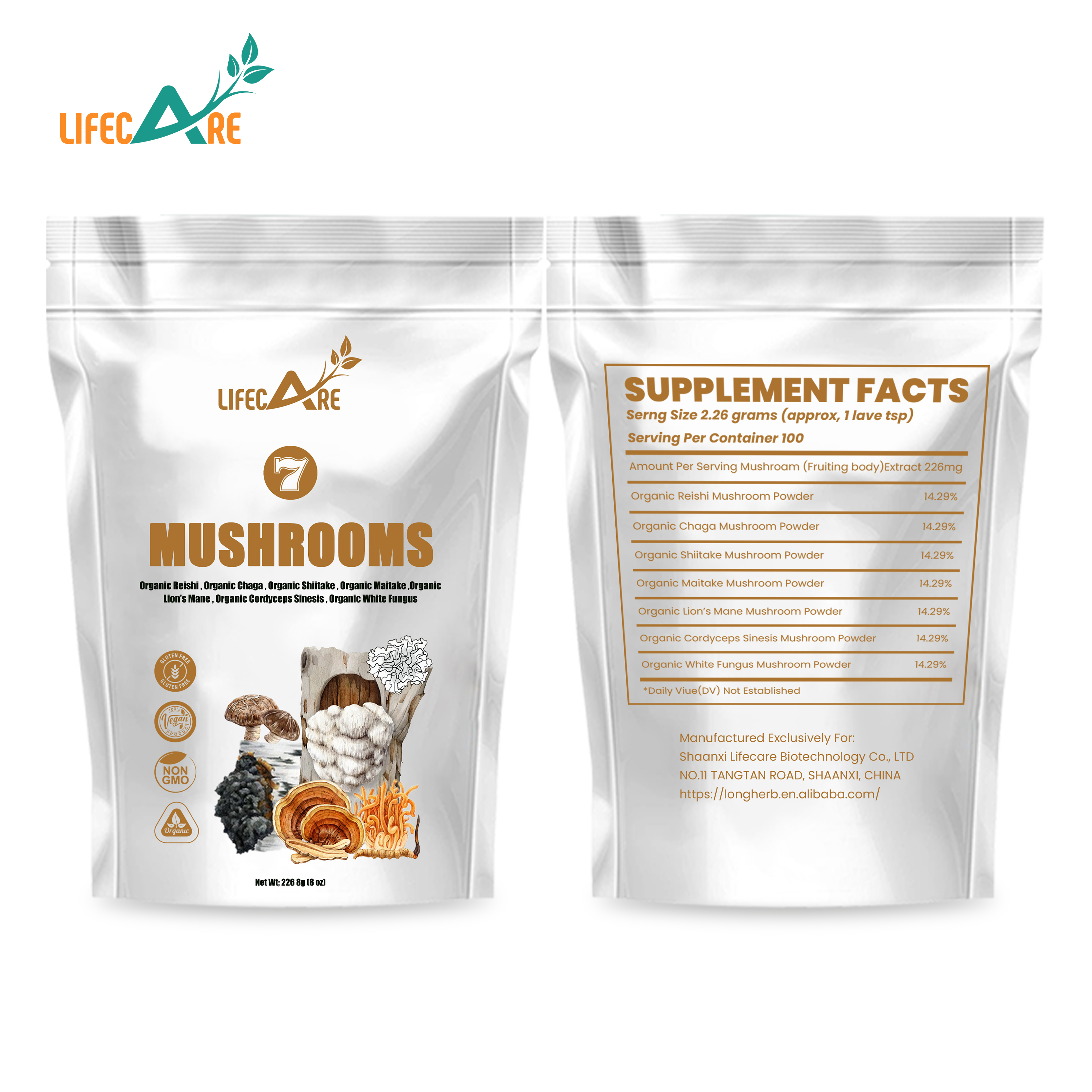 Private Label Mushroom Supplements 7 In 1 Mushroom Blend Powder Mushroom Powder