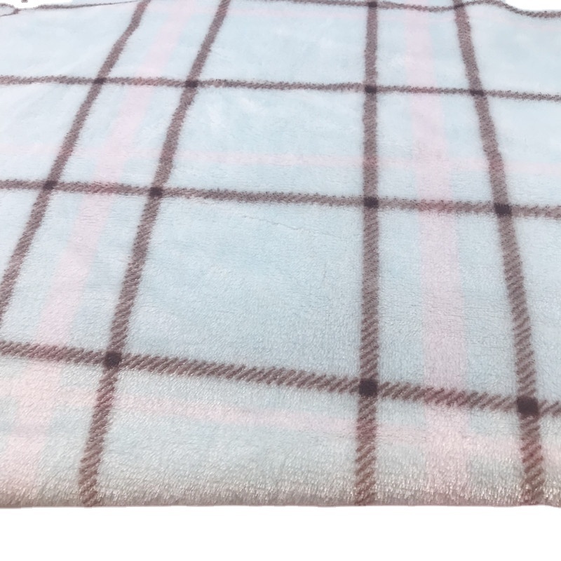 Check printed flannel fleece soft fabric for baby blanket throw