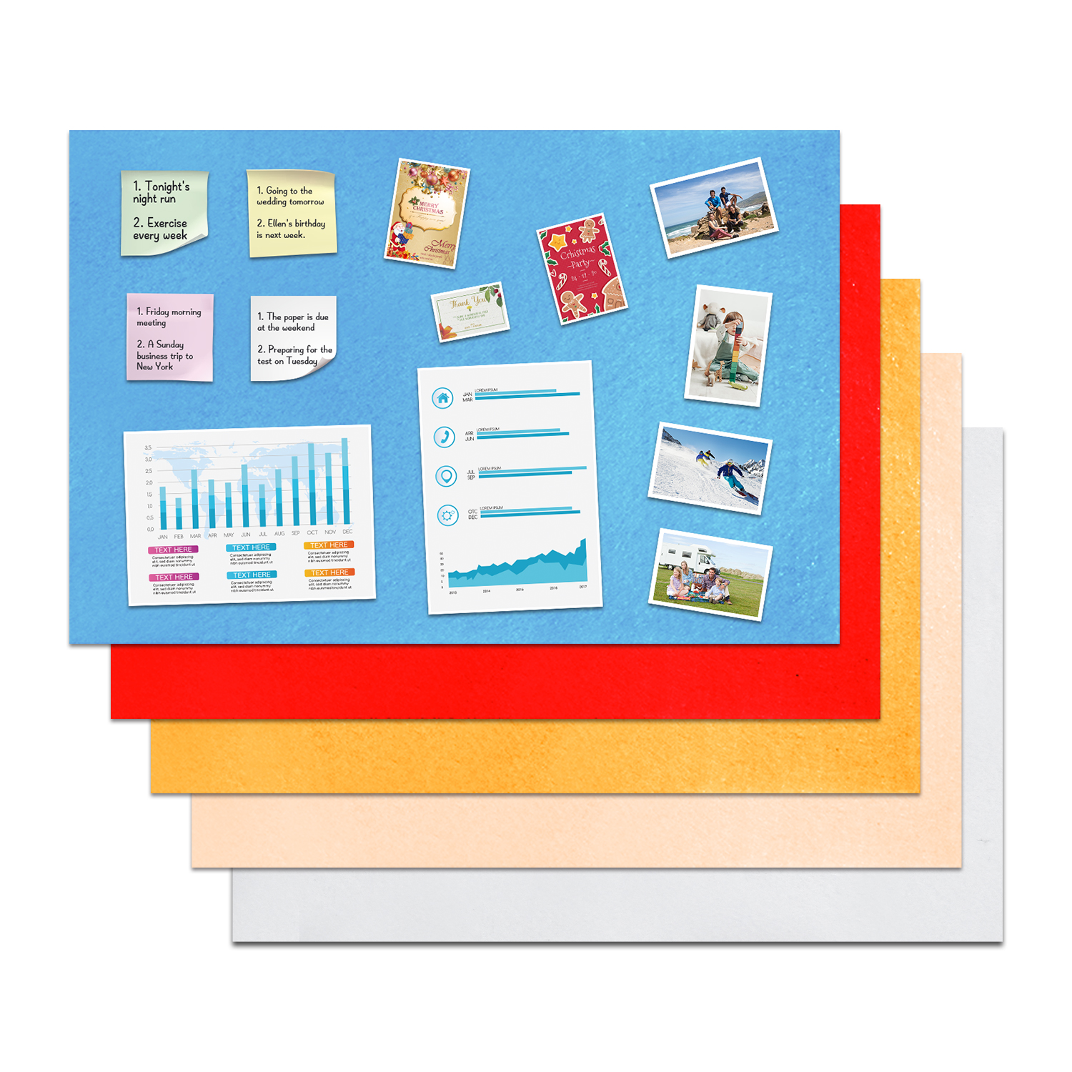 UNI-FELT Reusable Double Sides Removable Memo Board Picture Board Photo Wall on Home and Office