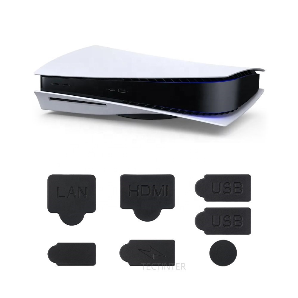 Черные Силиконовые пылезащитные заглушки для PS5 аксессуары USB HDM интерфейс пылезащитный чехол Пылезащитная заглушка для PS5 игровой консоли