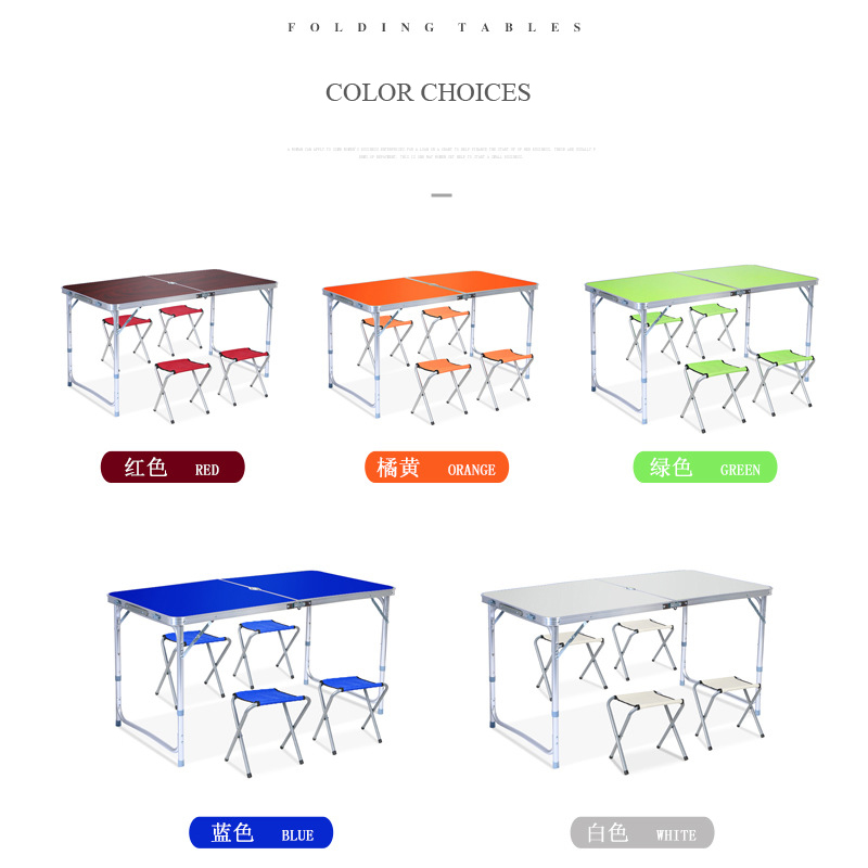 hot selling high quality portable aluminum outdoor foldable picnic bbq camping folding table and chairs set
