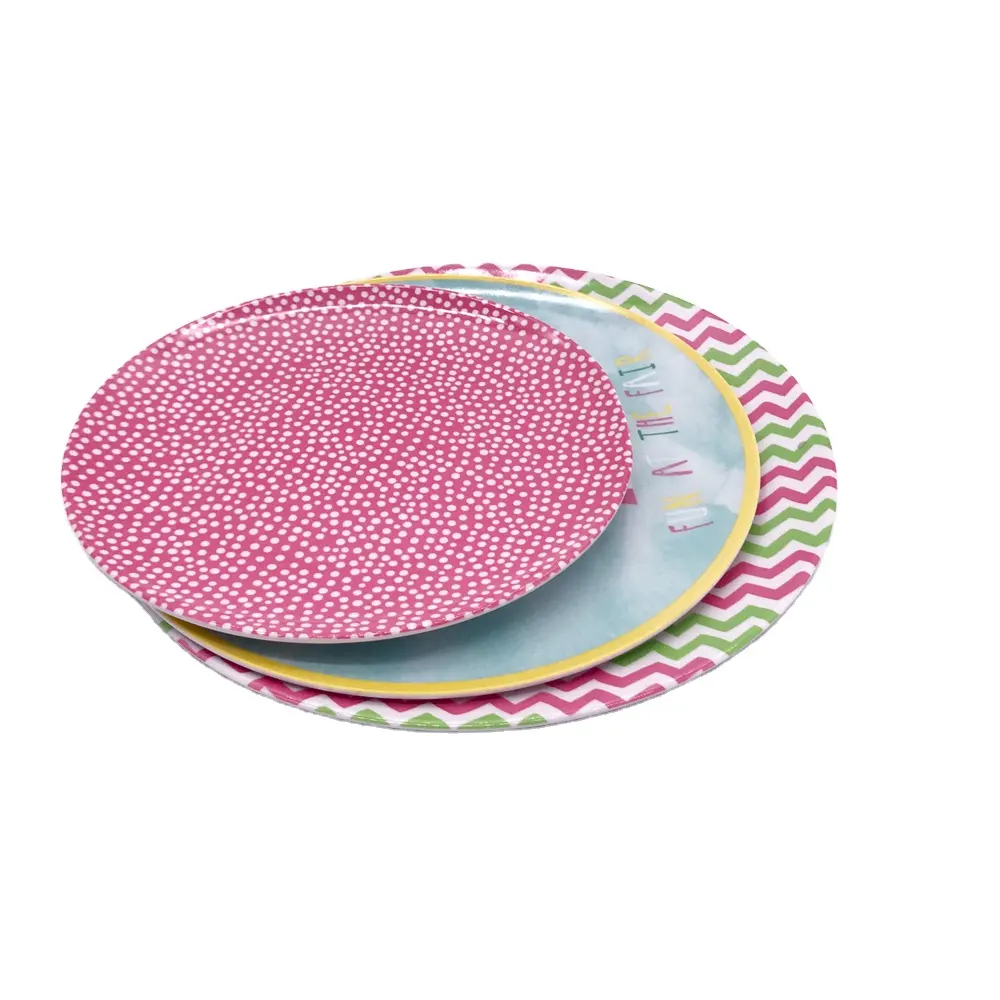 wholesale price factory custom print 6 7 8 9 10 inch melamine plates sets dinnerware