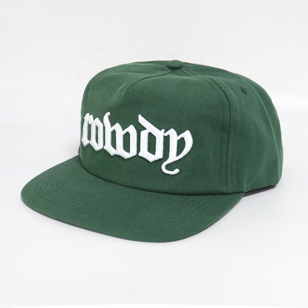 Customizable Wholesale Brand Custom Ripstop Cotton Canvas Outdoor Shooter Surfer Surfing Unstructured Flat Brim Snapback Hat Cap