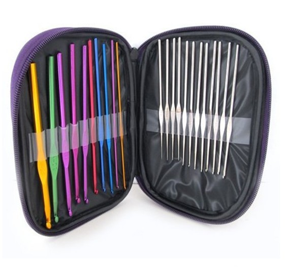 22pcs/set Hand Sewing Needles Knitting Needles Metal Crochet Sweater Needles Suit Stainless Steel Aluminum Crochet Set