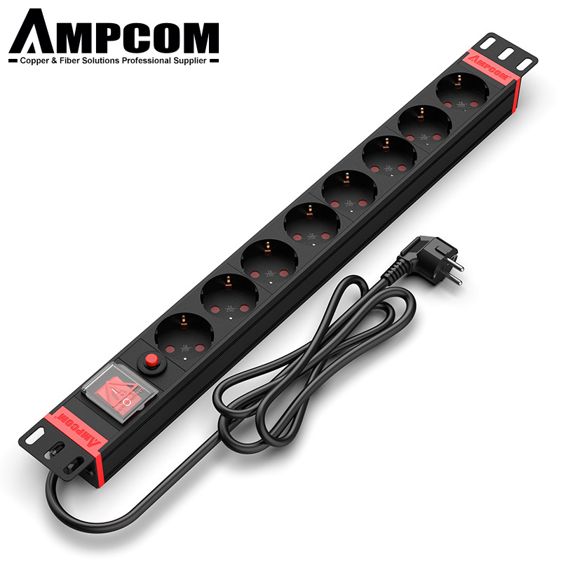 Переключатель удлинителя AMPCOM PDU, 8 розеток, 220-250 В, 10 А, медный материал, корпус из алюминиевого сплава