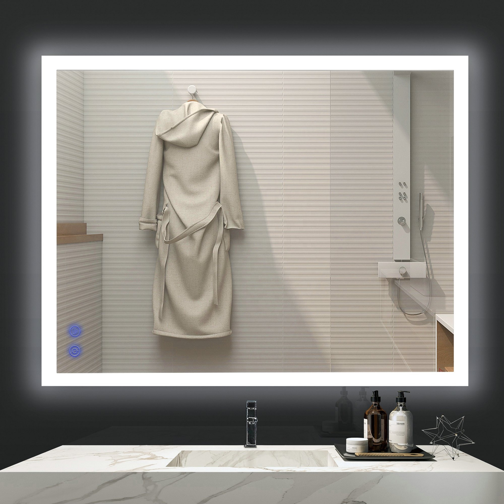 Guzex LED Lighted Bathroom Mirror, Dilemma Touch Switch, Anti-Fog, 3 Light Modes