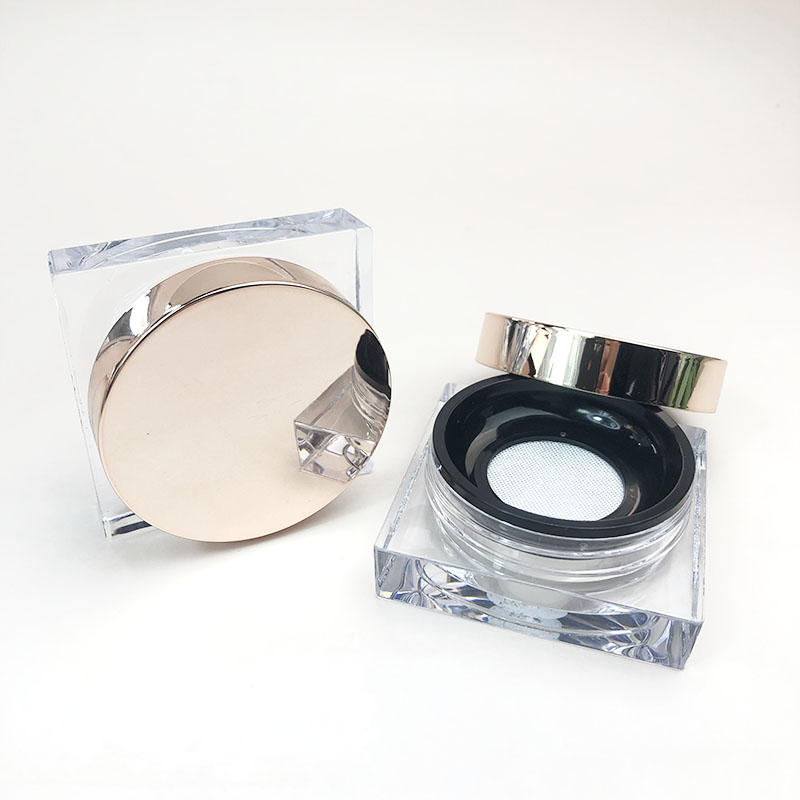 Square makeup packaging container transparent plastic powder compact high quality empty loose powder case