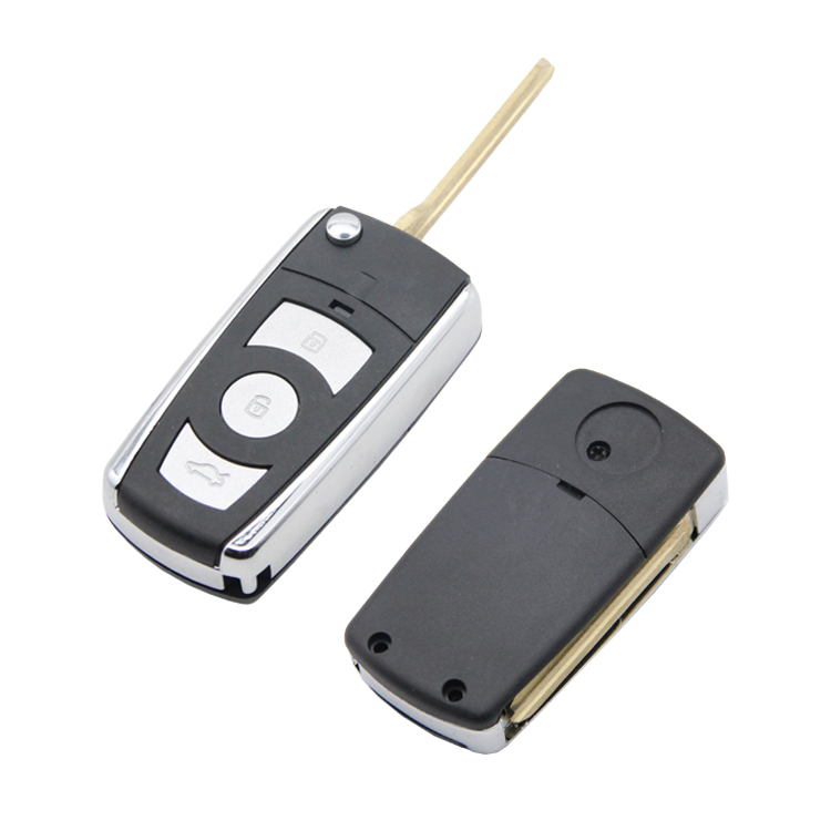 Remote Car Key Shell Transponder Case in Brass Blade Car Key Blade with 3 Buttons