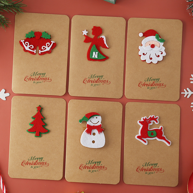 Handmade Three-dimensional Felt Thanksgiving Day With Envelope Christmas Greeting Card Retro Kraft Paper Blessing Gift Card