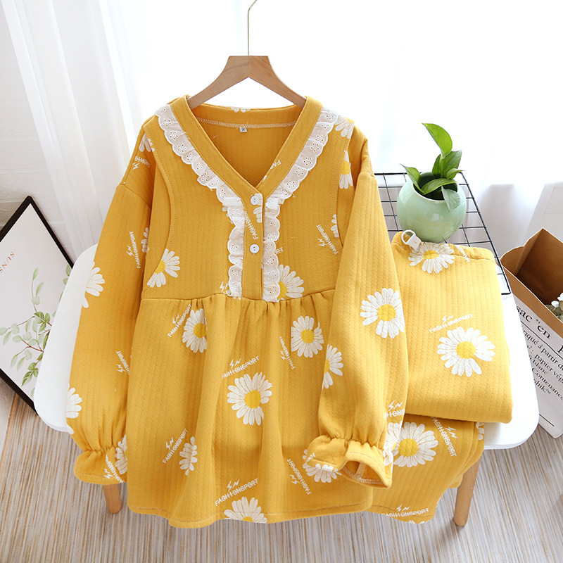 Одежда Air Cotton Moon для весны и осени, зимняя утепленная пижама из чистого хлопка для беременных женщин для грудного вскармливания