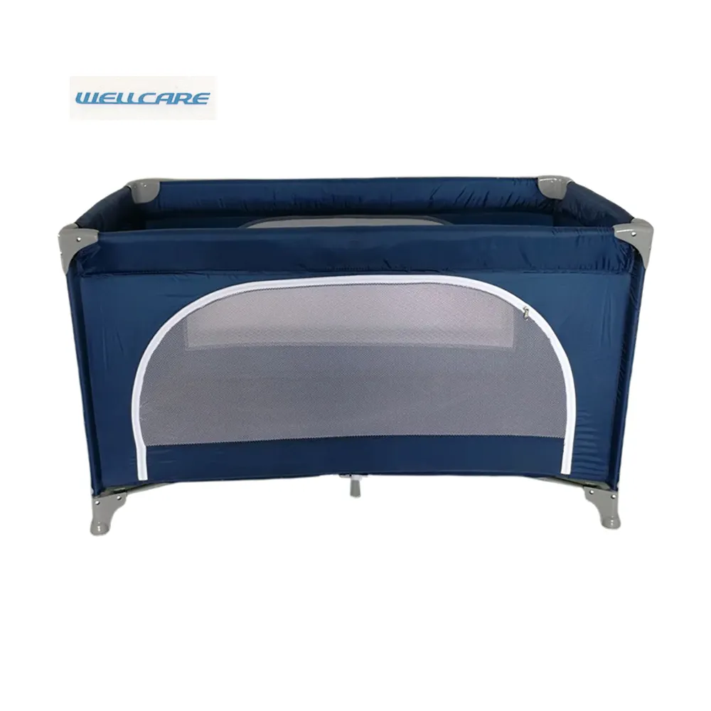 Dark Blue Playpen Durable Carry Cot Baby Bed With Large Entrance Door