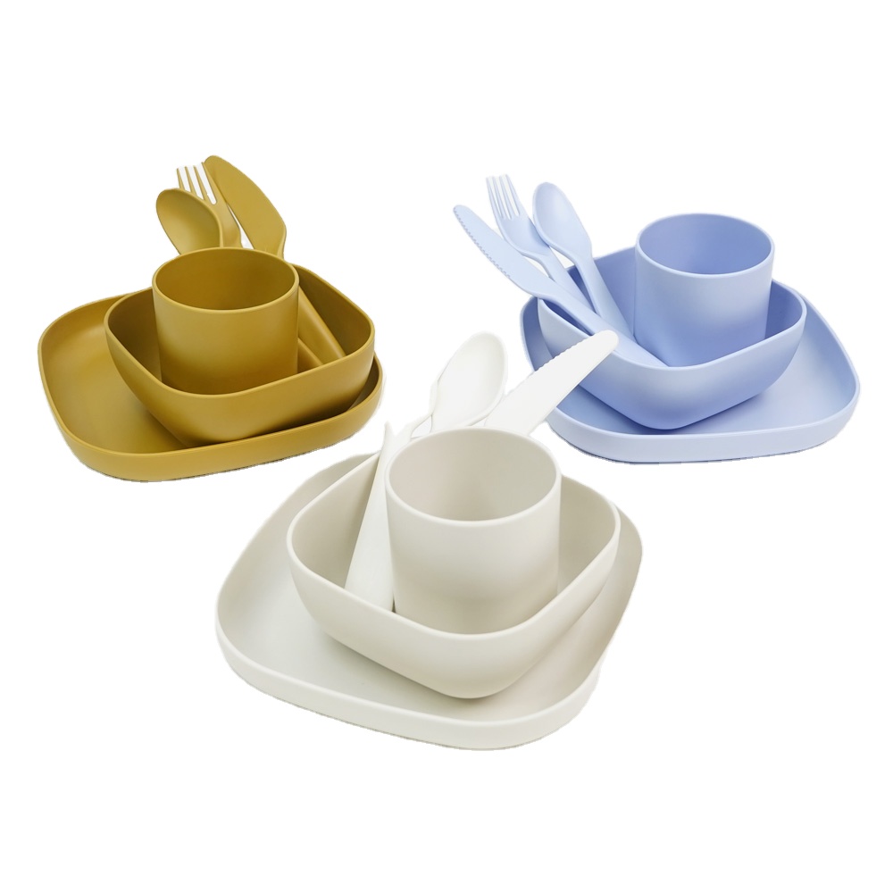 Eco Home Kids Dinnerware Set Tableware Baby Dishes Dining Plate Set Bowls Kids Toddler Food Feeding Plates